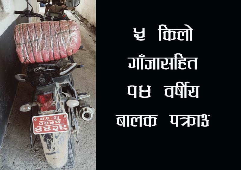 ५ किलो गाँजासहित १४ वर्षीय बालक पक्राउ